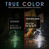 YESWELDER Large View Auto Darkening Welding Helmet, Blue Light Blocking, 1/1/1/1 True Color Solar Powered Welder Hood Mask with 4 Arc Sensors, Wide Shade 3/5-9/9-13 for TIG MIG ARC Cut and Grind