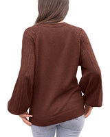 Messic Women Sweaters for Fall and Winter, Christmas Sweaters for Women Plus Size Sweaters Lantern Sleeve Casual Loose Fit Tops Geometric Long Sleeve Sweater for Women FireBrick, L