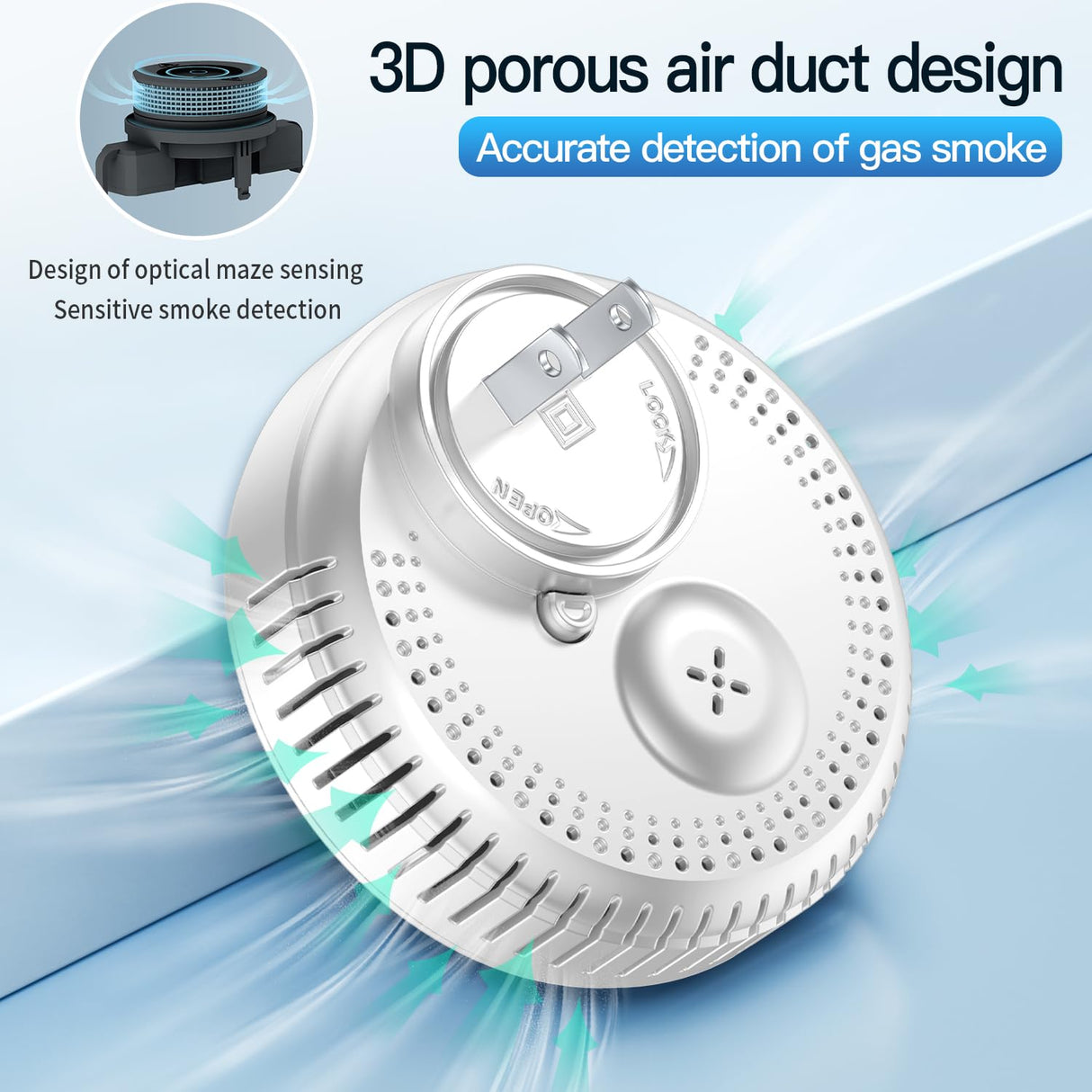 HAKINAKU 4-in-1 Ring Plug in Smoke & Carbon Monoxide Detectors Combination Built-in 1000mAh Backup Battery Plug&Play&Audible 85dB Smoke CO Temp Humidity Senor for Home Hotel Travel (White, 2 Pack)