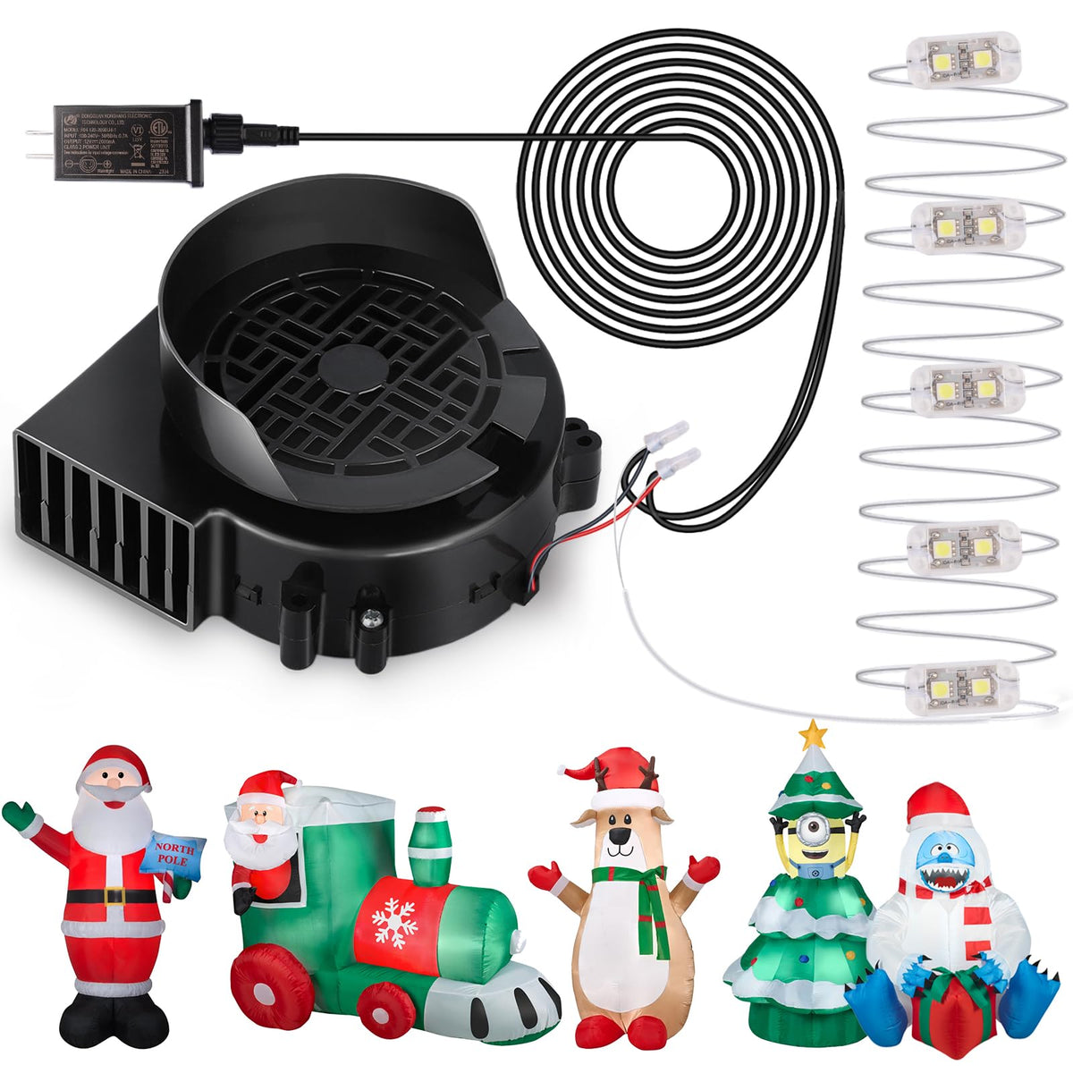 Air Blower Fan for Inflatables, 12V 1.5A Mini Airup Replacement Blower ...