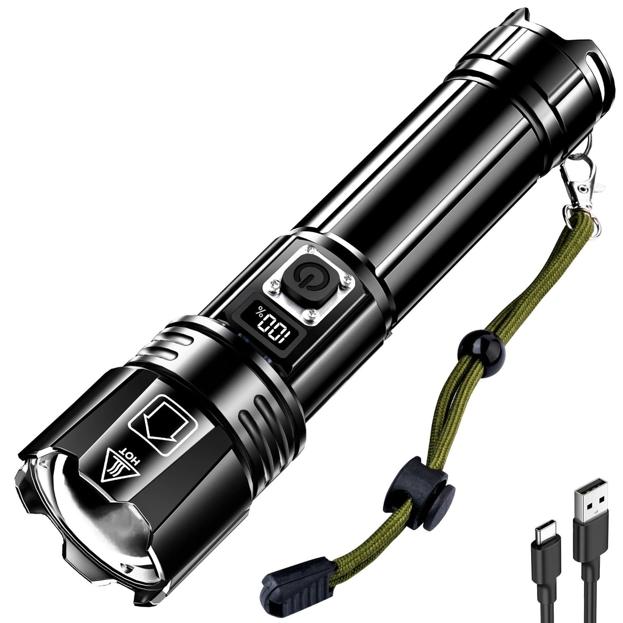 AKNEAR Rechargeable LED Flashlight High Lumens, Super Bright Flashlights with Zoomable & USB C Rechargeable & 5 Light Mode & IPX7 Waterproof, Powerful Flash Light for Home, Hiking, Camping