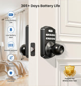 Veise Keypad Door Knob Lock, Keyless Entry Digital Lock with Handle, Electronic Smart Knob for Front Door & Bedroom, Easy Install, Auto Lock, Passage Mode, Anti-Peeping Password, Matte Black