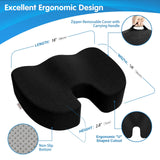 Bomdaia Seat Cushion Pillow for Office Chair, Car Seat Cushion Pad for Desk Chair, Non-Slip Memory Foam Coccyx Seat Cushion for Back, Sciatica & Tailbone Pain Relief (Black)