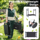 KELHOMECL Garden Kneeler and Seat with Umbrella, 2-in-1 Foldable Gardening Stool with Adjustable Bracket, Detachable Tool Bags, Heavy Duty Kneeling Pad for Gardening (Beige Green)