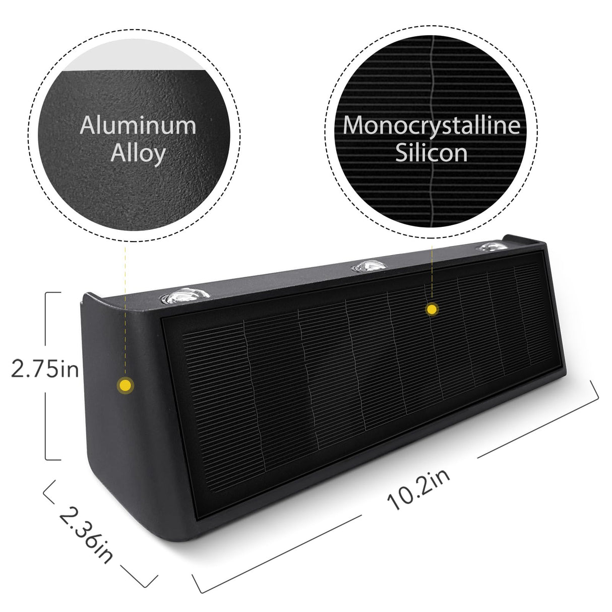 Mrzxy Solar Lights Outdoor Waterproof 3000K Warm Aluminum Up and Down Wall Sconce Dusk to Dawn 2PACK for Outside, Fence, Yard, Christmas Decorative Lighting