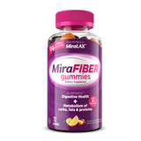 MiraLAX MiraFIBER Gummies – 8g Daily Prebiotic Fiber with B Vitamins – Supports Digestive Health & Metabolism – Assorted Fruit Flavor Fiber Gummies – 72 Count