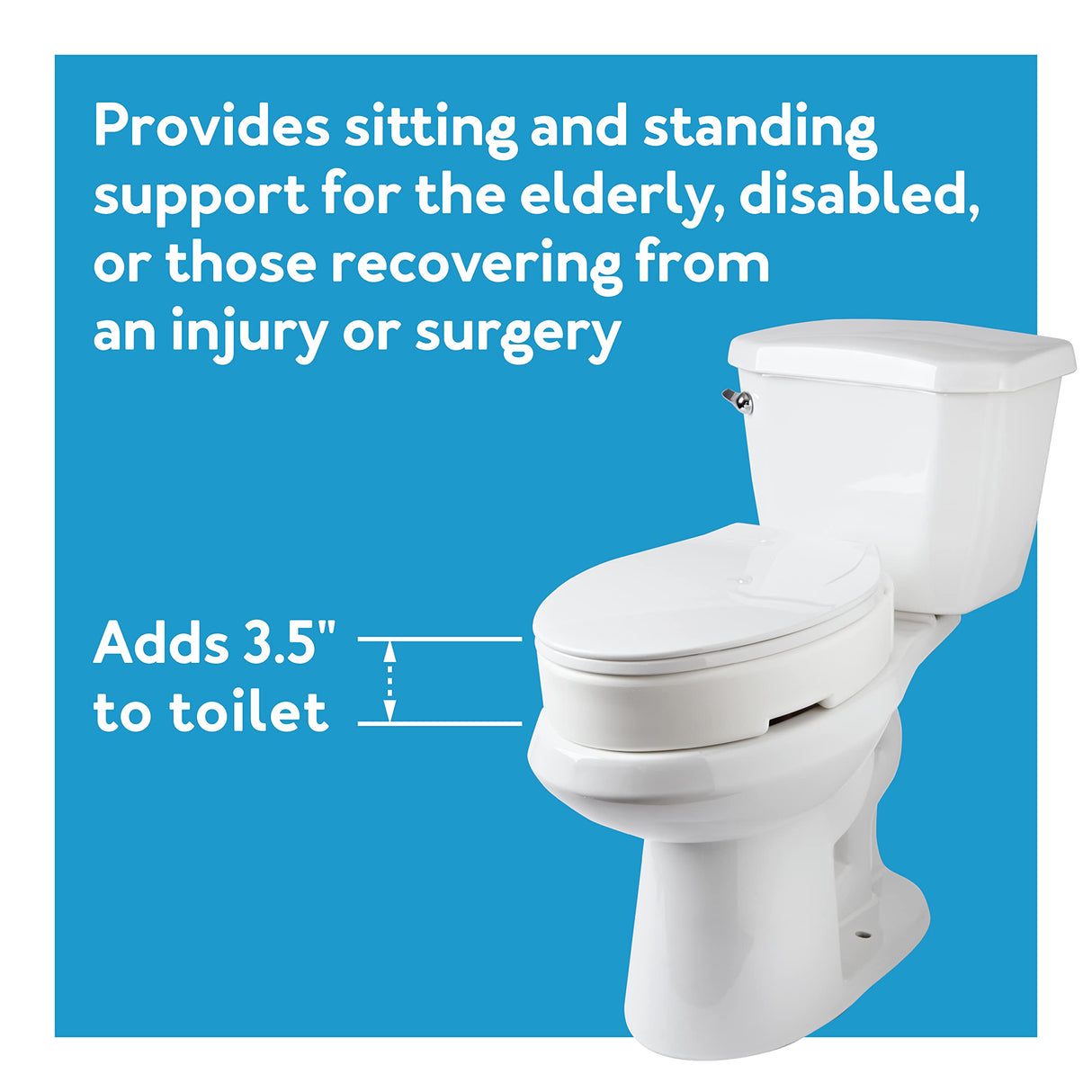 Carex Elongated Hinged Toilet Seat Riser, Adds 3.5 Inches of Height to Toilet, 300 Pound Weight Capacity, Raised Toilet Seat