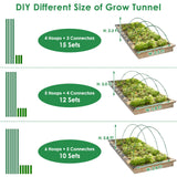 60 Pcs Garden Hoops for Raised Beds, 12 Sets Greenhouse Hoops Grow Tunnel Rust-Free Fiberglass Hoop House Kit, Plant Support Garden Stakes Hoops Frame for Netting Shade Cloth Row Cover Garden Supplies