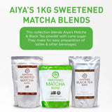 Aiya Sweetened Matcha Blend Powder - Matcha Latte Powder With Antioxidant-Rich Japanese Green Tea & Pure Cane Sugar - Ideal for Smoothies, Lattes, and Culinary Creations - 1kg Bag (2.2 lbs)