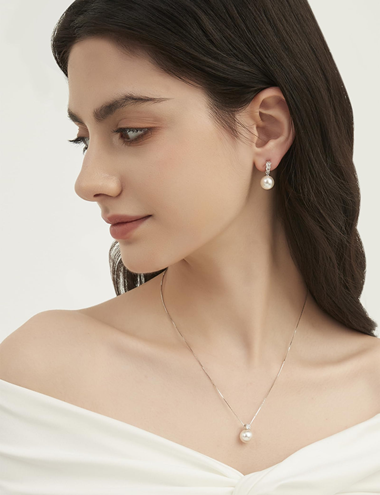 Mameloly Pearl Earrings for Women Trendy CZ 10MM Pearl Drop Earrings