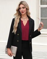 Bebonnie Womens Blouses Dressy Casual: Ruffle 3/4 Sleeve Button Down Shirts - Dinner Christmas Holiday Outfits - Dress Shirts Fancy Wedding Guest Evening Wear for Curvy Women Wine Red XL