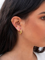 FindChic Star Huggie Earrings for Women, 14K Gold Plated Small Star Hoops