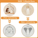 4 Set Nativity Scene Embroidery kit, Christmas Cross Stitch Kits, Beginner Embroidery Kit for Adults, DIY Embroidery Kit for Decor Home Room(Christmas Embroidery C 4 Set)