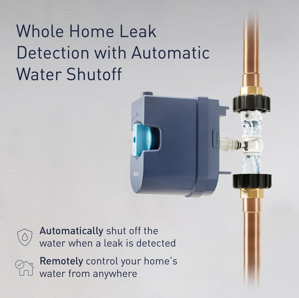 Moen 900-006 Flo by Moen 1-Inch Smart Water Shutoff with 920-004 Flo by Moen Smart Water Detector, 1-Pack