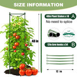 6 Pack Tomato Cage for Garden, 48 Inches Metal Garden Stakes, Plant Support Cages Trellis for Garden and Pots, Tomato Trellis for Potted Plants, Trellis for Climbing Plants Outdoor,Green