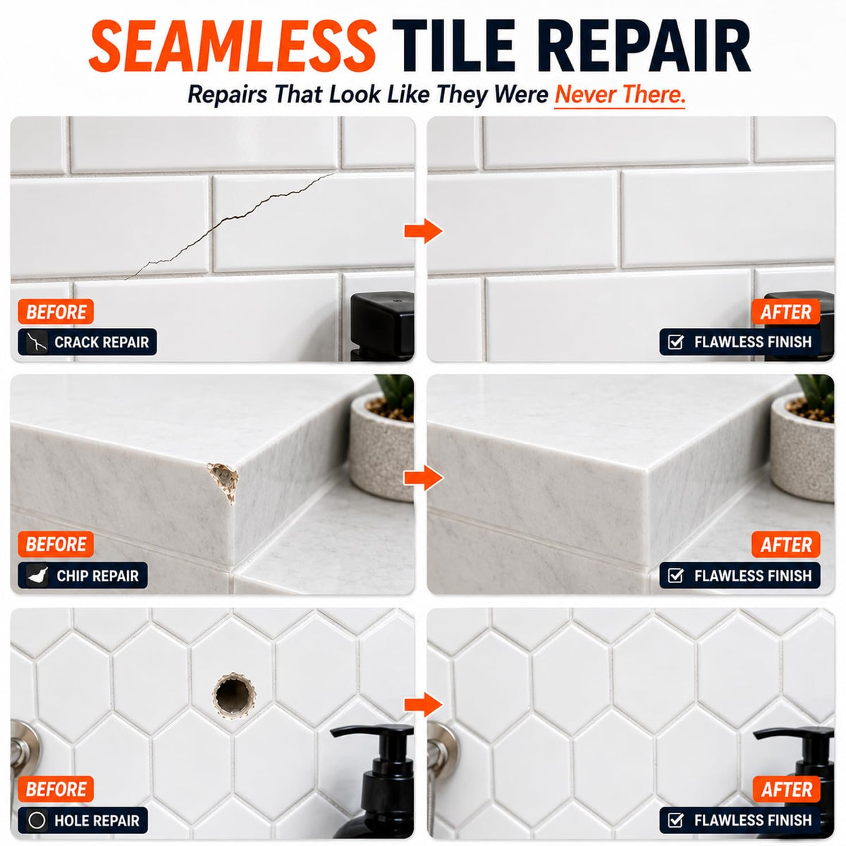 Tile Repair Kit, Ceramic Tile Repair Kit for Chips & Crack (Color Matc ...