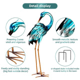 chisheen Crane Garden Statues, Metal Garden Crane Outdoor, Blue Heron Sculpture Metal Yard Art, Large Heron Decoy, Bird Statues, Lawn Ornaments for Backyard Pond Patio Porch Outside Decorations