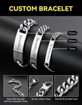 ChainsHouse Custom Name ID Bracelet Stainless Steel Cuban Chain Gift Women Personalized Engrave Bracelets for Men 7mm