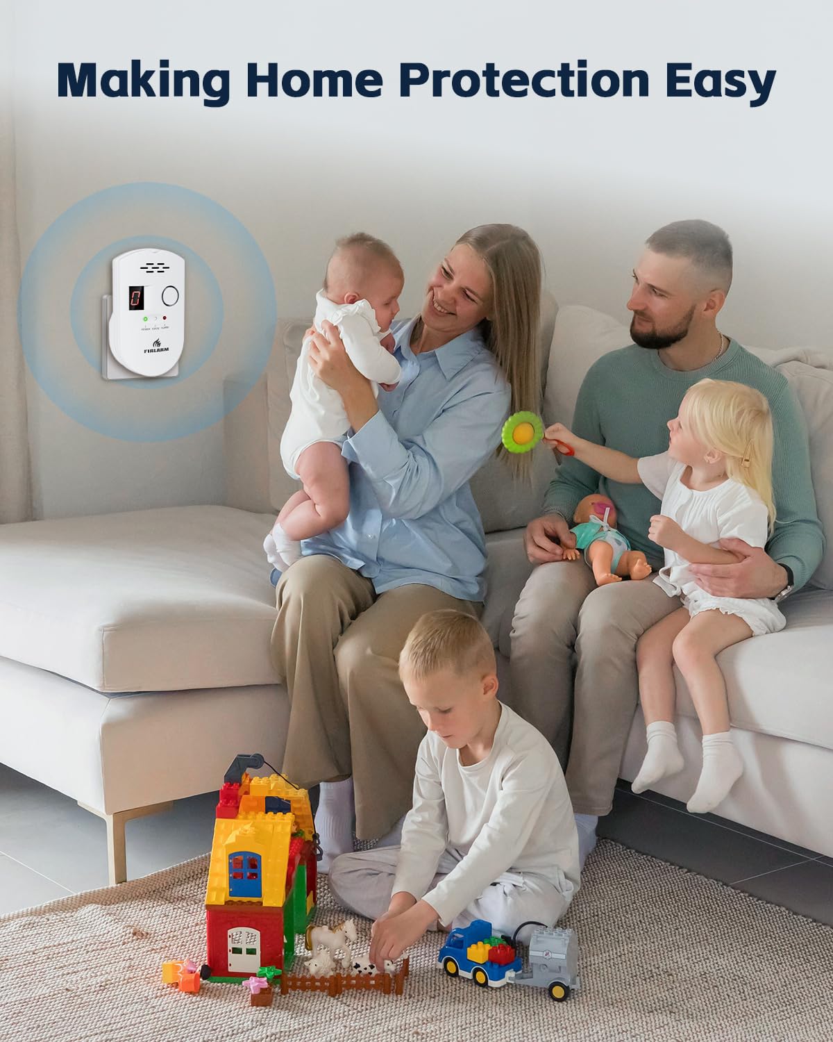Firlarm Natural Gas Detector, Plug-in Gas Leak Detector for Home, Propane Leak Alarm for RV and Kitchen, with LED Digital Display