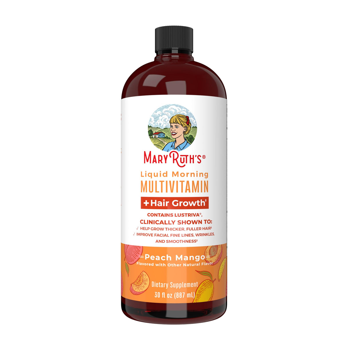 MaryRuth's Liquid Multivitamin + Hair Growth | Clinically Tested for Thicker Hair & Facial Wrinkles in Women | Biotin 10000mcg | Lustriva Hair Growth Supplements | Skin Care | Ages 18+ | 30 Fl Oz