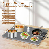 Food Warming Mat – Fast Heating Electric Warming Tray with 7 Temp Settings, 11-Hour Timer & Auto Shut-Off, Foldable Silicone Mat with Child Lock, Portable Warming Pad for Buffets, Holidays – Gray
