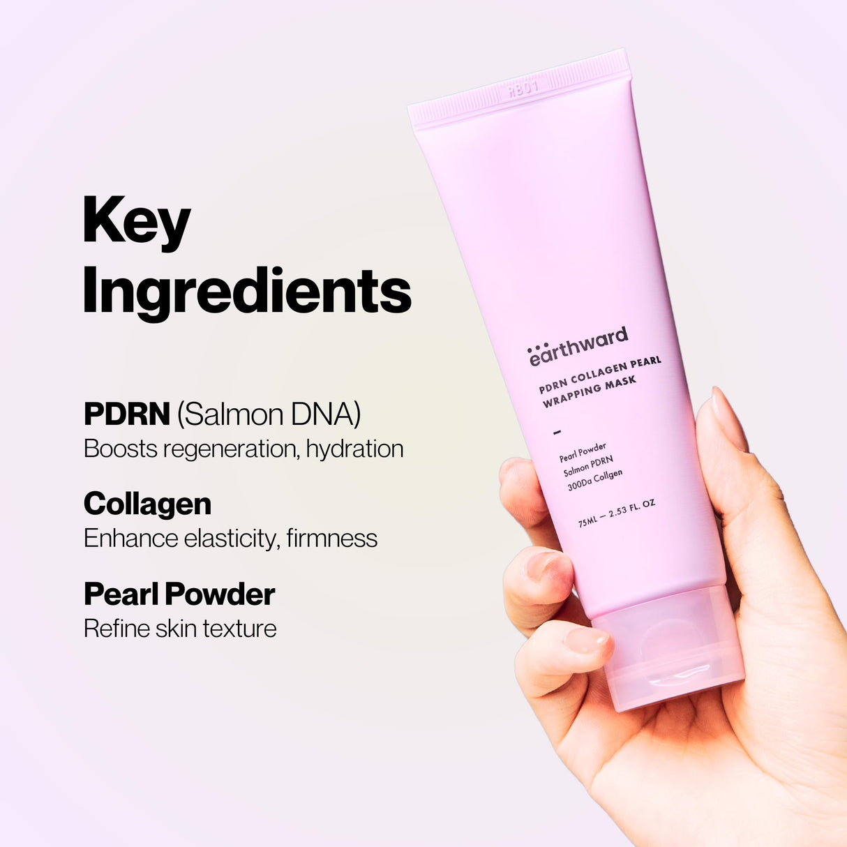 EARTHWARD Salmon DNA PDRN Collagen Pearl Mask | Hydrating Pink Glow Mask | for glass skin younger looking Korean Skincare 2.53 fl.oz