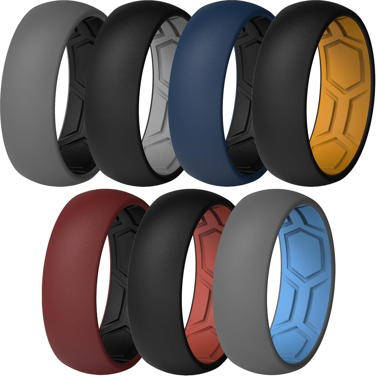 ThunderFit Men's Air Groove Silicone Rings, Breathable, 7.8mm Wide