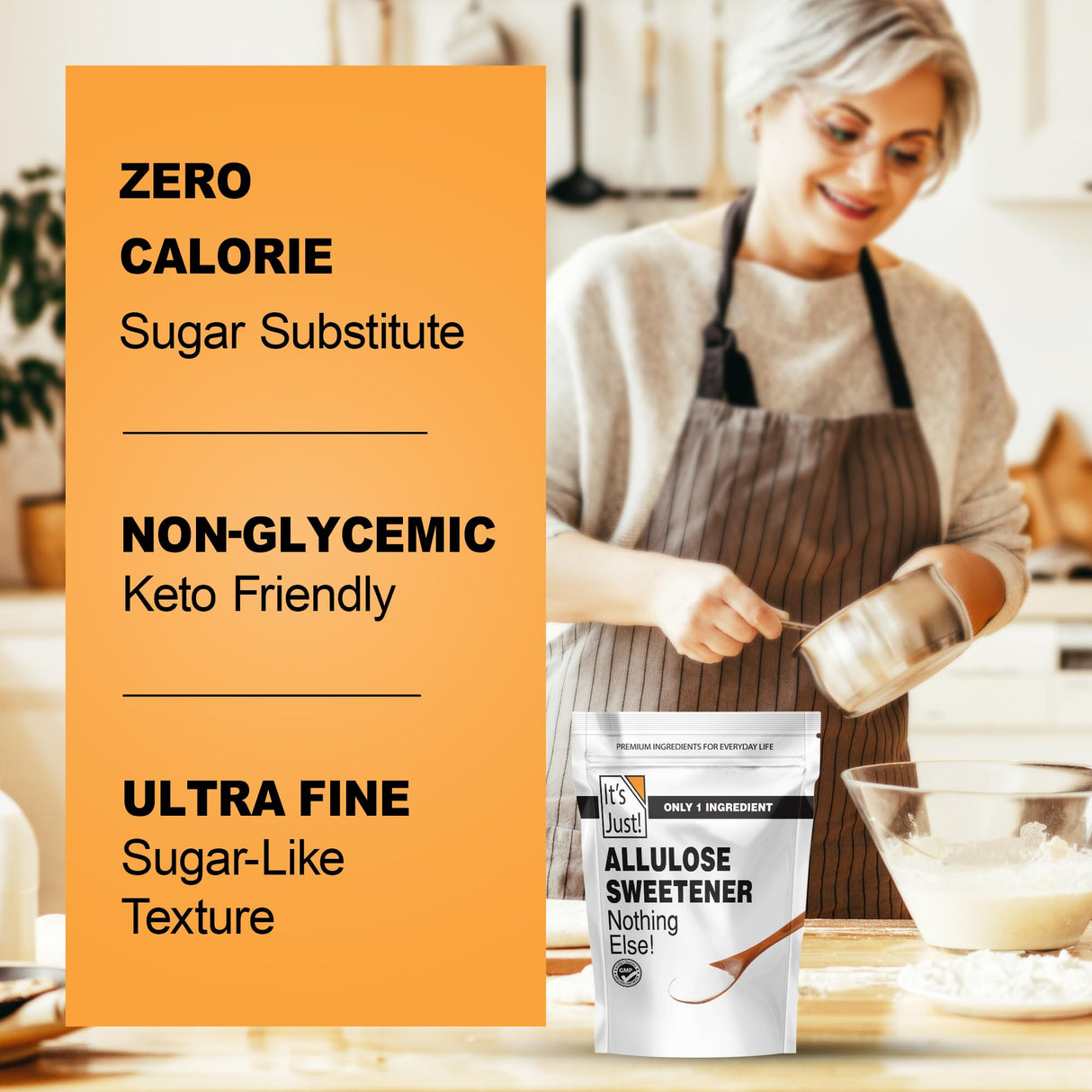 It's Just - Allulose, Sugar Substitute, Keto Friendly Sweetener, Non-Glycemic, Non-GMO (4.5lb)