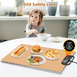 Food Warming Mat – Fast Heating Electric Warming Tray with 7 Temp Settings, 11-Hour Timer & Auto Shut-Off, Foldable Silicone Mat with Child Lock, Portable Warming Pad for Buffets, Holidays – Brown