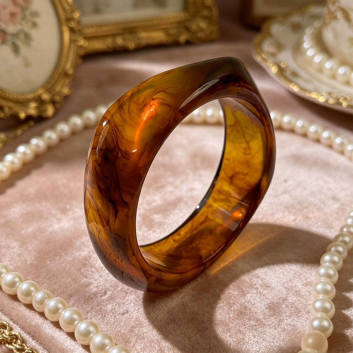 5 PCS Acrylic Resin Bracelet Set For Women Chunky Acrylic Resin Bangles