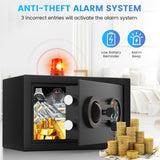 Small Safe for Home, 6.69"H Safe Box with Fireproof Waterproof Bag for College Dorm Room, Money Safe with Alarm System, Sensor LED Light, Wall/Floor Mountable, Hidden Safes for Cash, Jewelry, Medicine