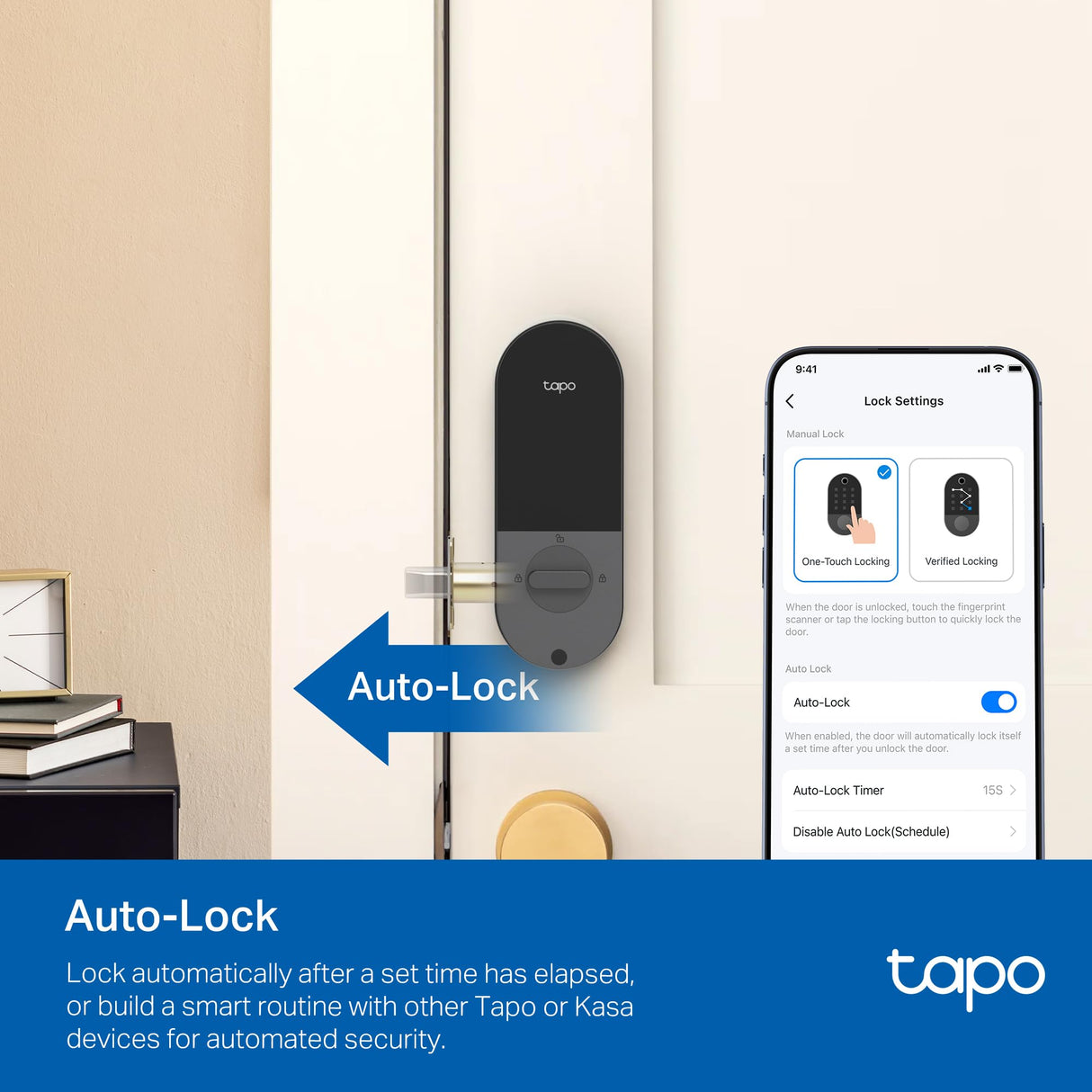 Tapo Smart Wi-Fi Door Lock, Deadbolt | Keyless Entry, Fingerprint Recognition, Touchscreen Keypad & in-App Monitoring with Scheduled Access|1-Year Rechargeable Battery | BHMA Grade 2 | DL110