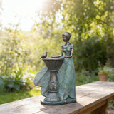 DiliComing Fairy Outdoor Statue Garden Decor with Solar Birdbath 12 Inch