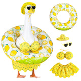 DORONAN Bikini Porch Goose Outfits, 23" Goose Statue Bikini Lemon Costume Summer Porch Goose Outfits, Durable Hawaiian Goose Clothes with Sunglasses and Swim Ring, Outdoor Yard Patio Garden Decor