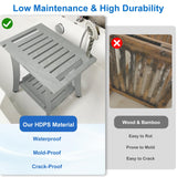 KingPavonini HDPS Shower Benches for Inside Shower to Sit on, Waterproof Shower Stool for Shaving Legs, Heavy Duty 400LBS Shower Seat with Storage Shelf, Shower Chair for Bathroom/Indoor/Outdoor Use