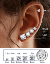 MomentWish Moissanite Stud Earrings for Women, 1Carat Moissanite 925 Sterling Silver Studs, White Gold Jewelry Gift for Anniversary Christmas
