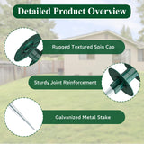 Zapdos 6PCS 10 Inch Heavy Duty Outdoor Yard Garden Hose Guides, Dark Green Metal Stakes with Rotatable Spin Top, Durable Hose Spikes Keep Water Hose Away from Flower Beds & Lawn Plants