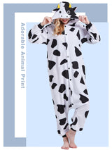 Magicalani Cow Onesie Pajamas for Adults - Unisex Animal Cosplay Sleepwear, Christmas Halloween Costume