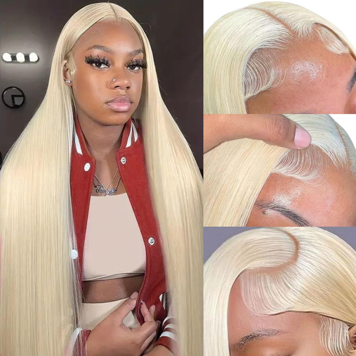 GZX 26 Inch 613 Lace Front Wig Human Hair 13X4 Blonde Straight HD Transparent Lace Frontal Wigs Human Hair Pre Plucked with Baby Hair 180% Density Blonde Glueless Wigs Human Hair