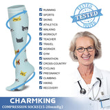 CHARMKING Compression Socks for Women & Men (8 Pairs) 15-20 mmHg Graduated Copper Support Socks are Best for Pregnant, Nurses - Boost Performance, Circulation, Knee High & Wide Calf (L/XL, Multi 54)