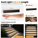 SHONELIGHTING Solar Step Lights for Outside, 33 Focused-Beam High-Brightness LEDs, Waterproof Aluminum Outdoor Stair Light for Risers, Curbsides, Poolsides, Planter Edges (Warm White, 6Pack)