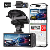 REDTIGER 4K STARVIS 2 Dashcam Front Rear, 5GHz WiFi 20MB/s, Free 128GB Card