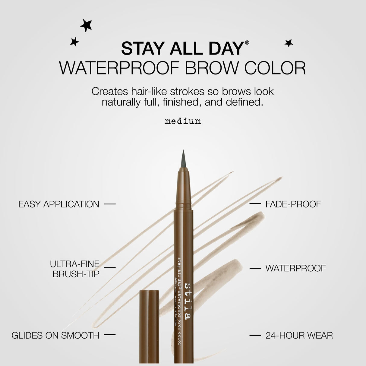 stila Stay All Day® Waterproof Brow Color | Shape & Define Eyebrows, Long-Lasting Wear, Fine Brush-Tip for Precise & Easy Application | Medium