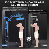 Veken 11.8" Rain Shower Head with Handheld, High Pressure Handheld Shower with Multi Spray Modes, Rainfall Combo with Metal Extension Arm, Detachable Dual Showerhead, Bathroom Decor, Chrome Silver