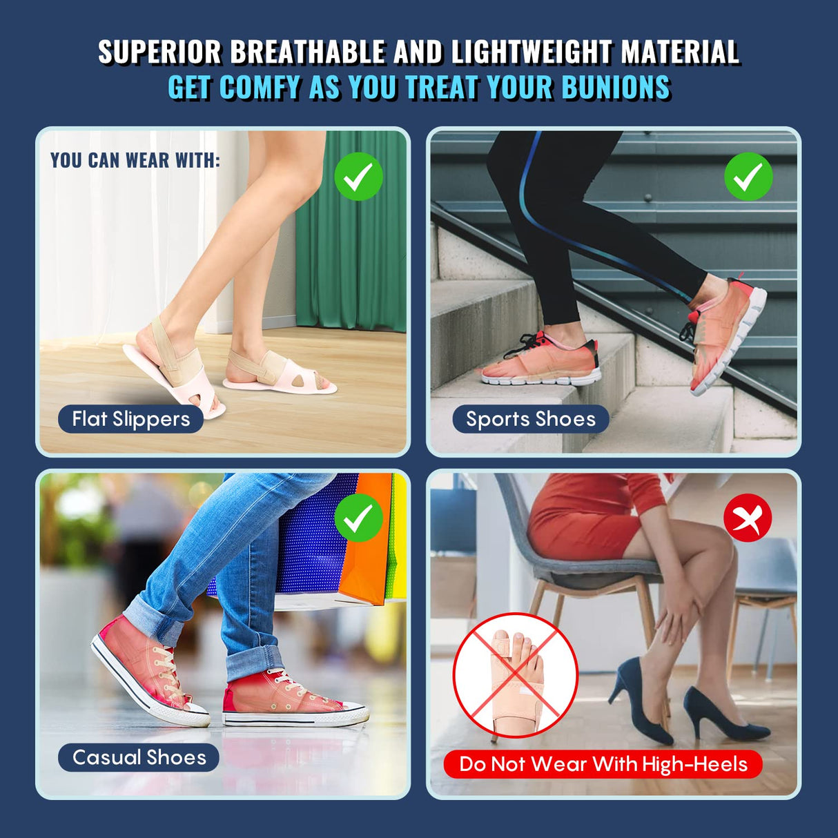 Fit Geno 1 Pair Orthopedic Hallux Valgus Toe Spacer – Adjustable Day & Night Bunion Relief for Men & Women