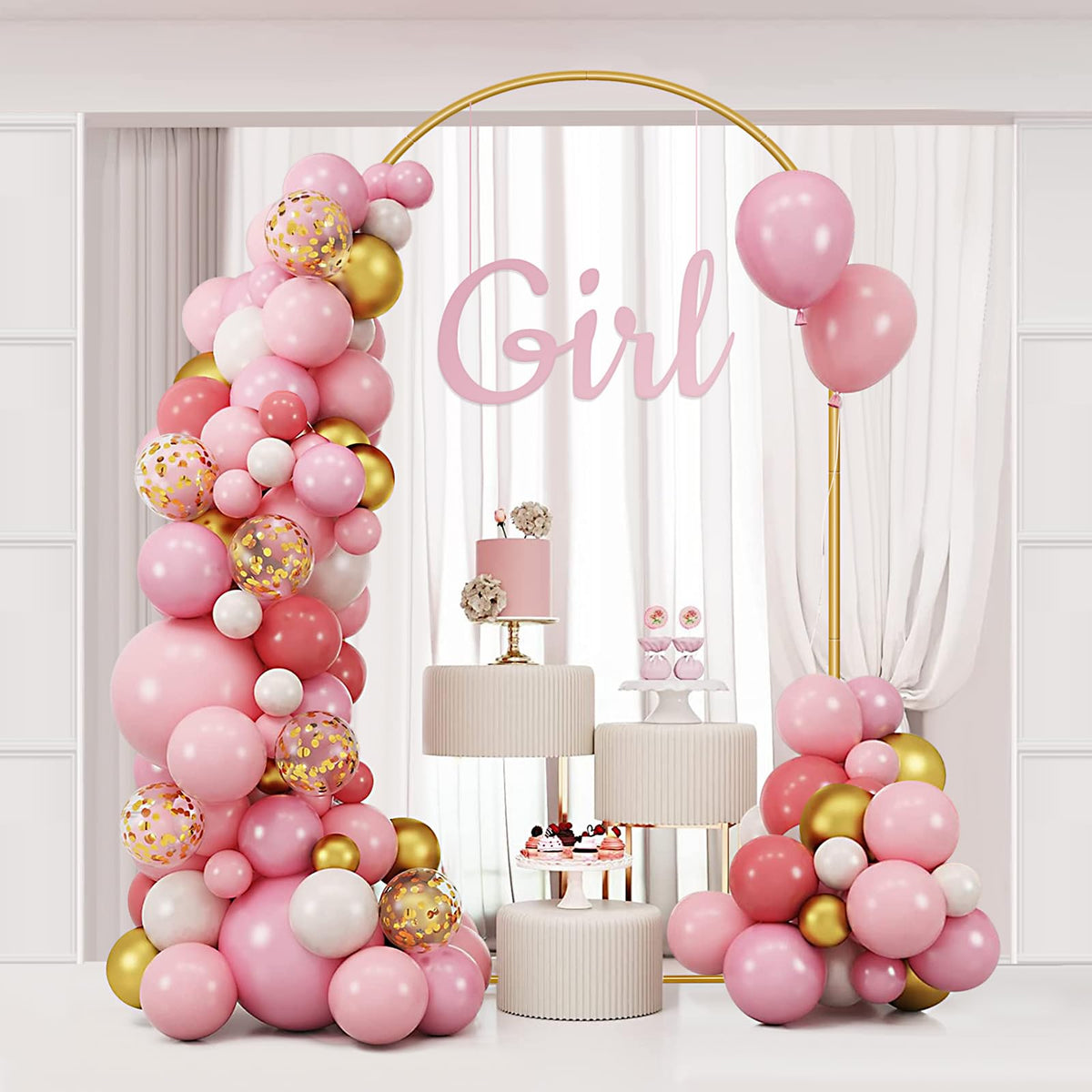 7.2FT Metal Arch Backdrop Stand Gold Wedding Balloon Frame Pergola Arbor