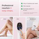 Finequin Laser Hair Removal for Women & Men, 45°F Ice-Cooling Contact, Safe & Virtually Painless Alternative to Salon IPL Hair Removal Device, Long-Lasting Hair Removal from Home, with Razor & Glasses