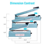 METRONIC Impulse Sealer 8 inch, Manual Heat Sealer Machine for Plastic Bags, Shrink Wrap Bag Sealers Heavy Duty Sealing Machine With Repair Kit (Blue)