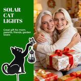 CabyGift Black Cat Solar Lights Outdoor, 2 Pack Waterproof Solar Cat Garden Stakes with Butterfly Decorative, Metal Cat Yard Decor for Patio, Lawn & Pathway, Cat Lover Gifts for Women Mom (2 Cat)