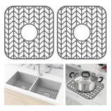 AWOKE Silicone Sink Protectors for Kitchen Sink, 12" x 11" Mat for bottom of sink, Center Drain Hole, Protect from Stains, Scratches, Dishwasher Safe Grid for Kitchen (2 Pack, Gray)